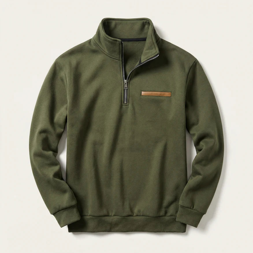 Men’s Quarter-Zip Sweater – Long Sleeve Pullover Style