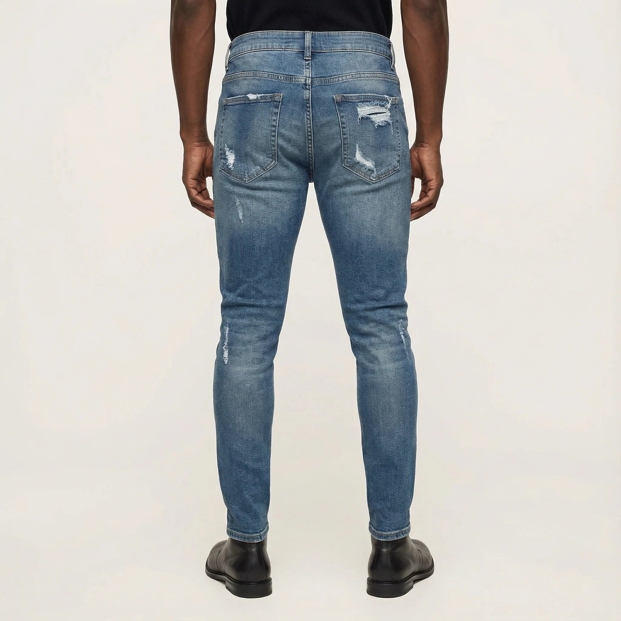 Men’s Slim-Fit Jeans – Distressed Design, Full-Length