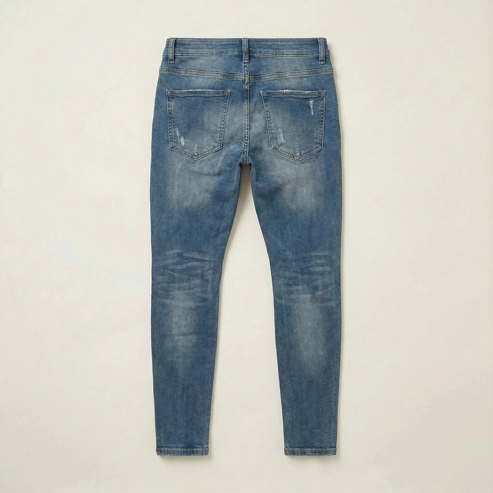 Men’s Slim-Fit Jeans – Distressed Design, Full-Length