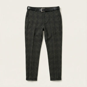 Men’s Slim-Fit Pants – Check Pattern, Ankle-Length Design