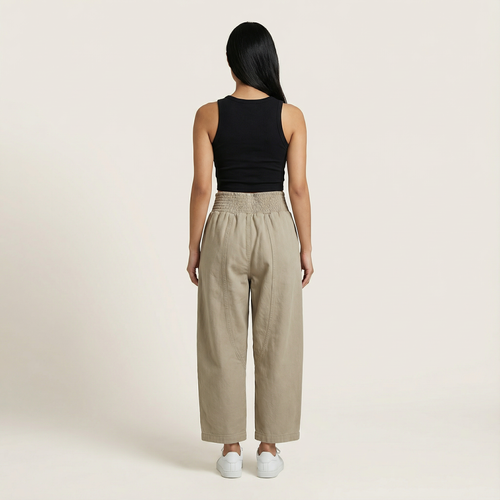 Women’s Cropped Pants – High-Rise Waist, Tapered Leg