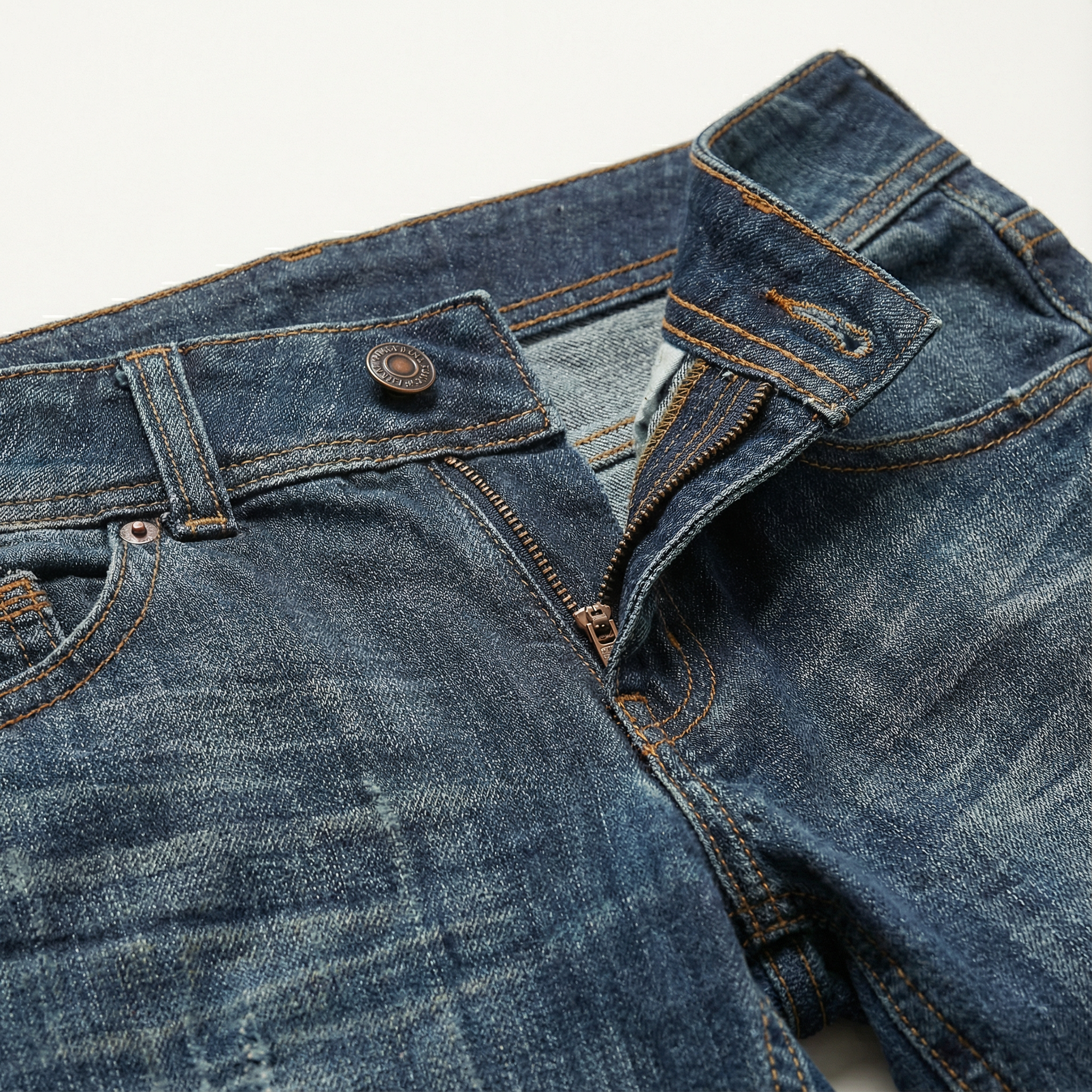 Women’s Flared Jeans – Low-Rise Waist, Button Closure