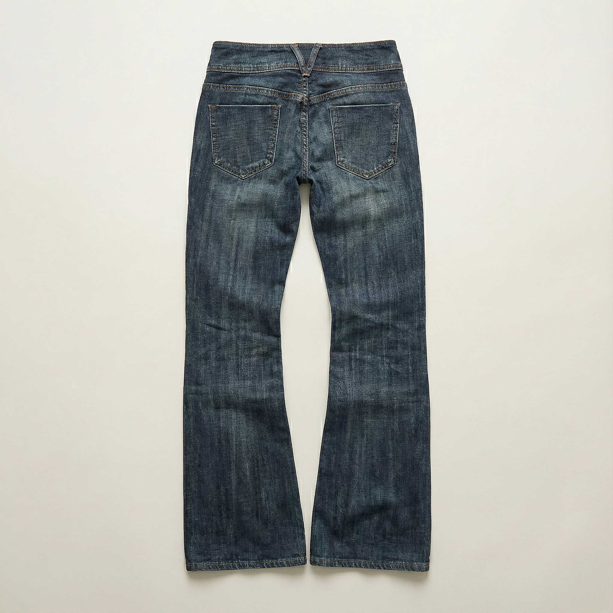 Women’s Flared Jeans – Low-Rise Waist, Button Closure