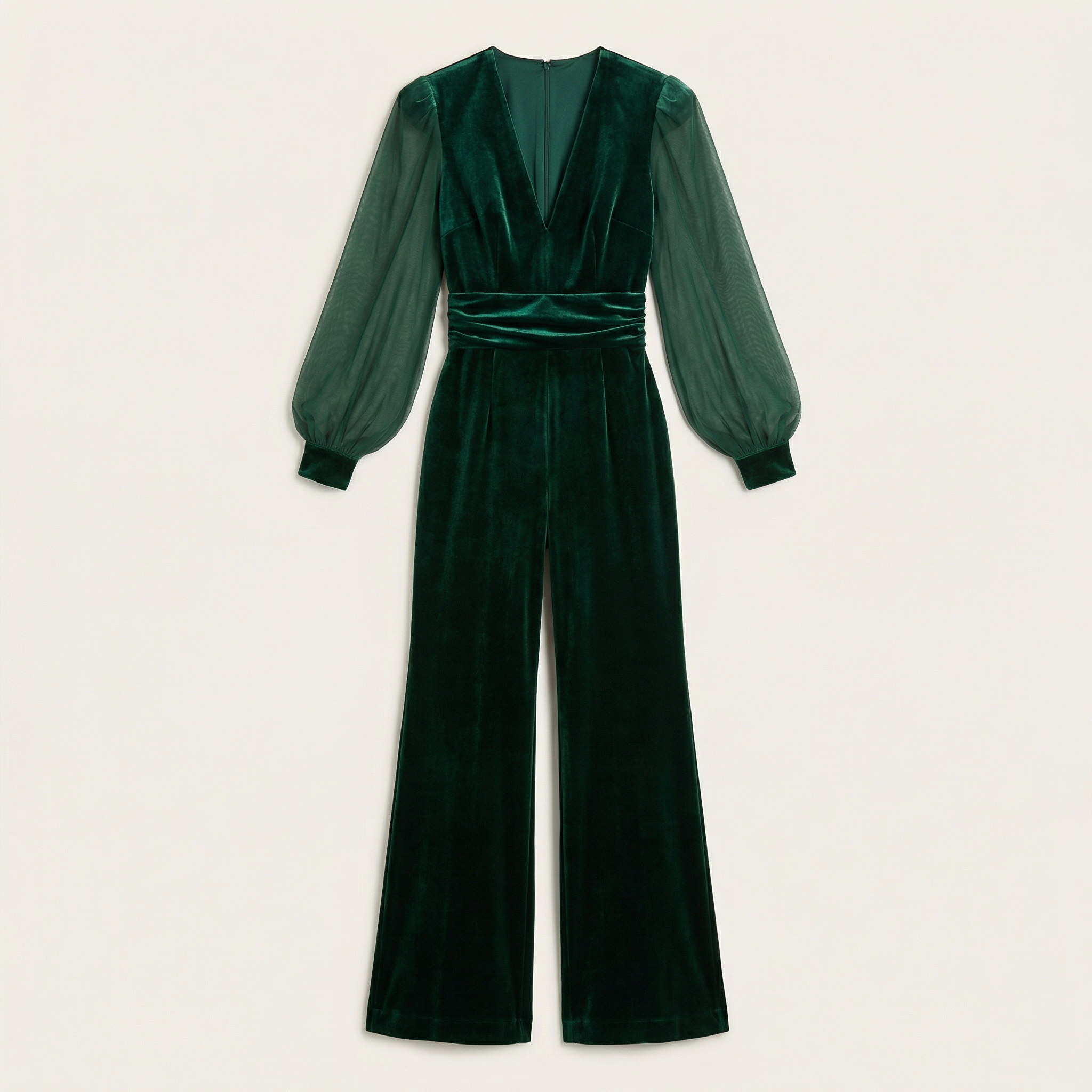 Women’s Long-Sleeve Jumpsuit – V-Neck Design