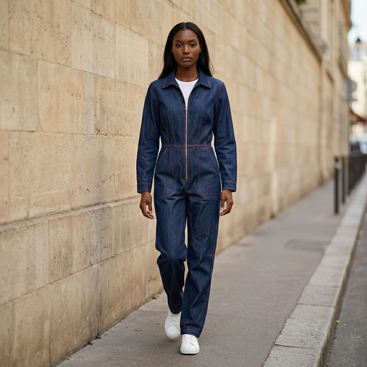 Women’s Long-Sleeve Jumpsuit – Zip Front