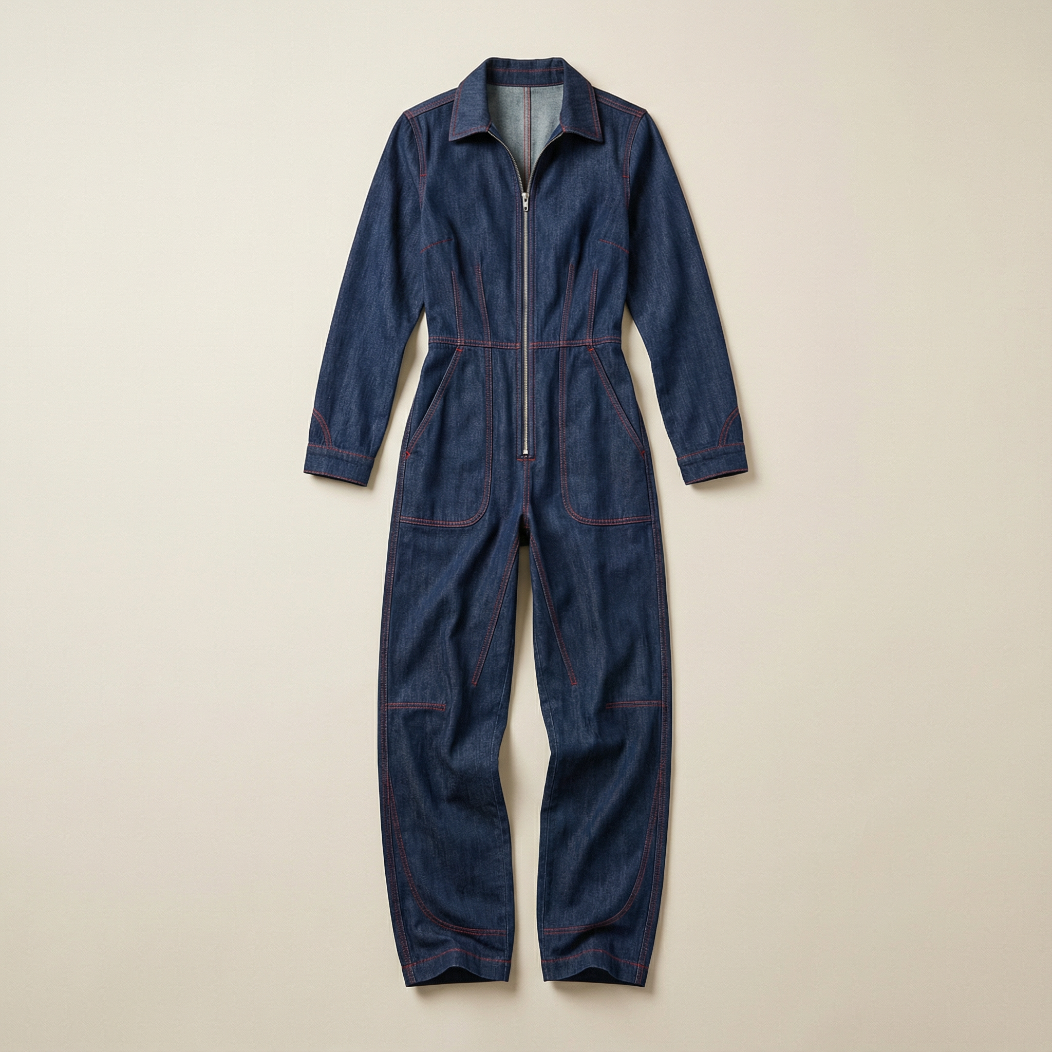 Women’s Long-Sleeve Jumpsuit – Zip Front