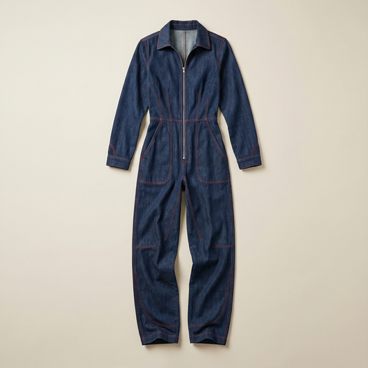 Women’s Long-Sleeve Jumpsuit – Zip Front