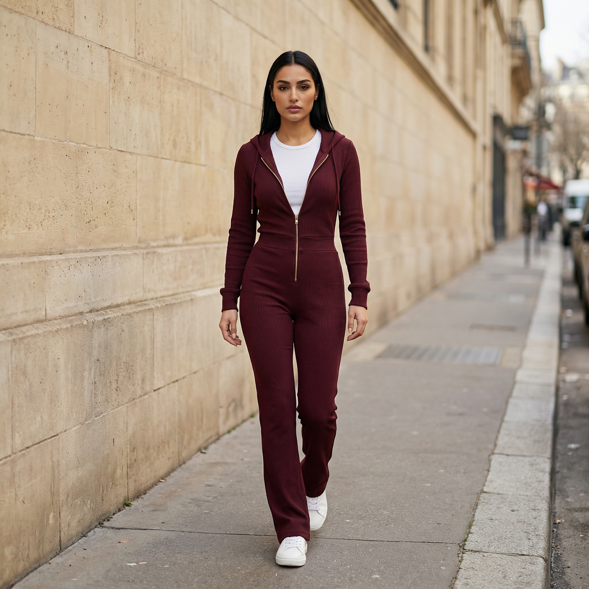 Women’s Long-Sleeve Jumpsuit – Zip Front