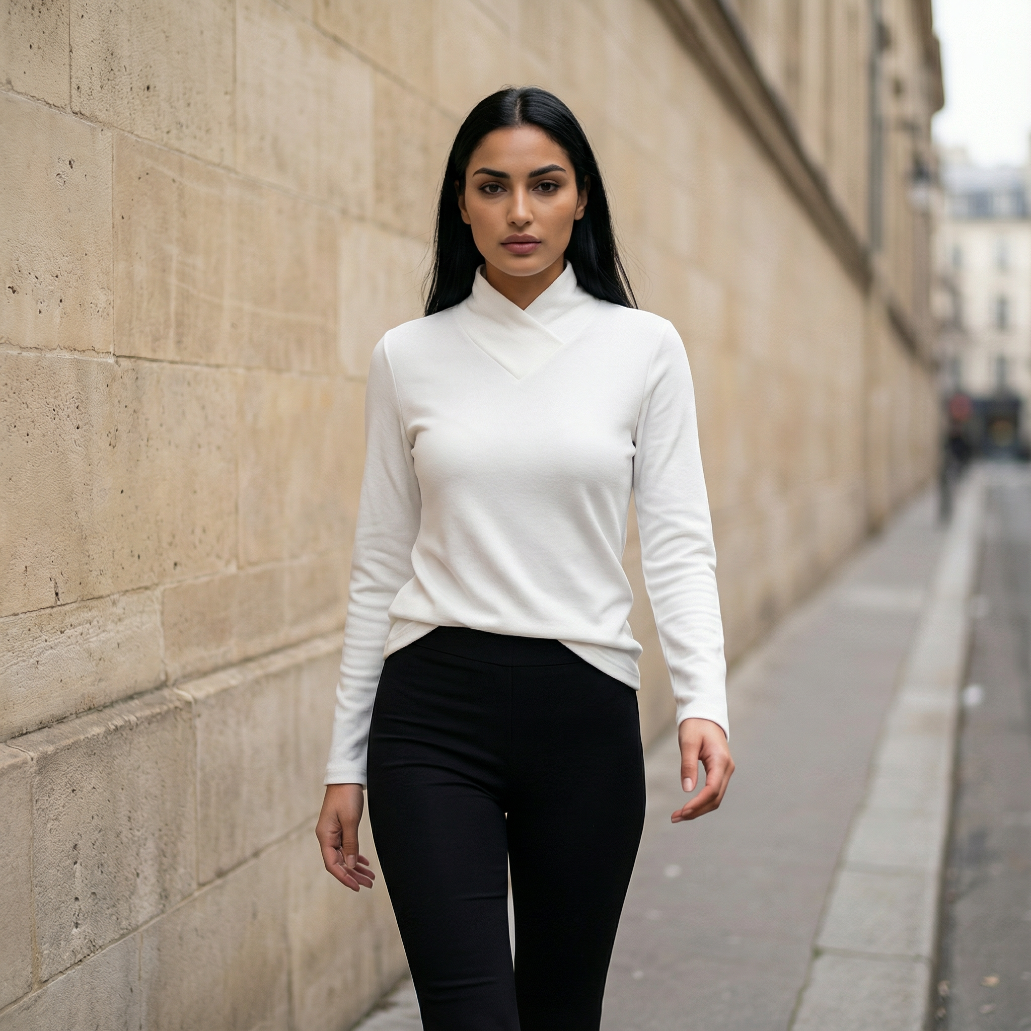 Women’s Long-Sleeve Sweater – High Neck Design