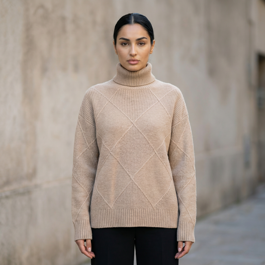 Women’s Long-Sleeve Sweater – Textured Pattern