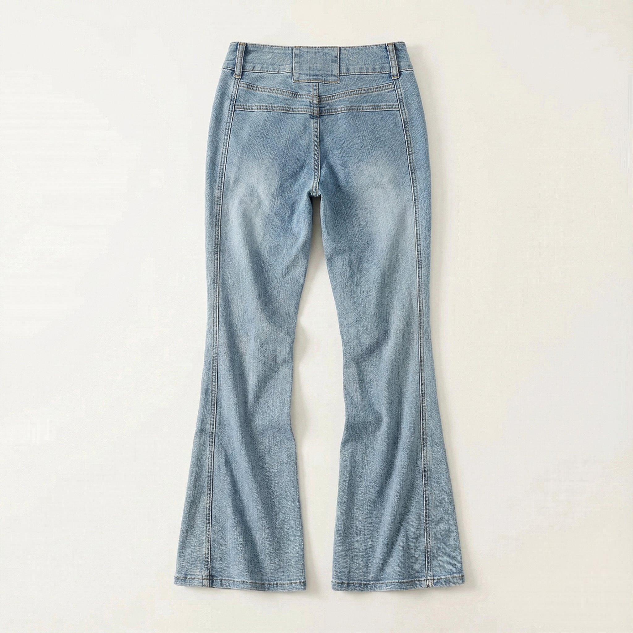 Women’s Low-Rise Pants – Flared Leg, Button Closure