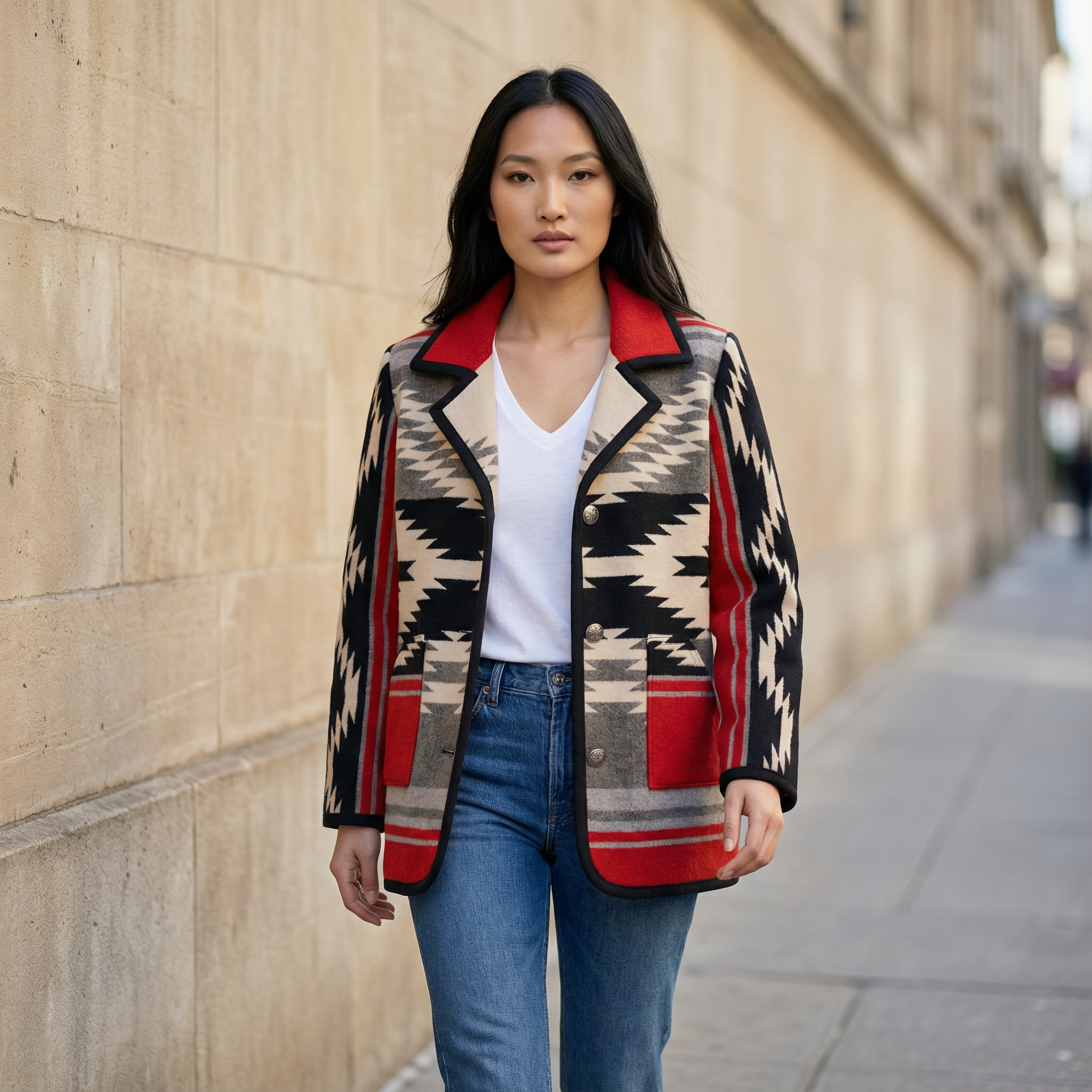 Women’s Patterned Jacket – Button Front