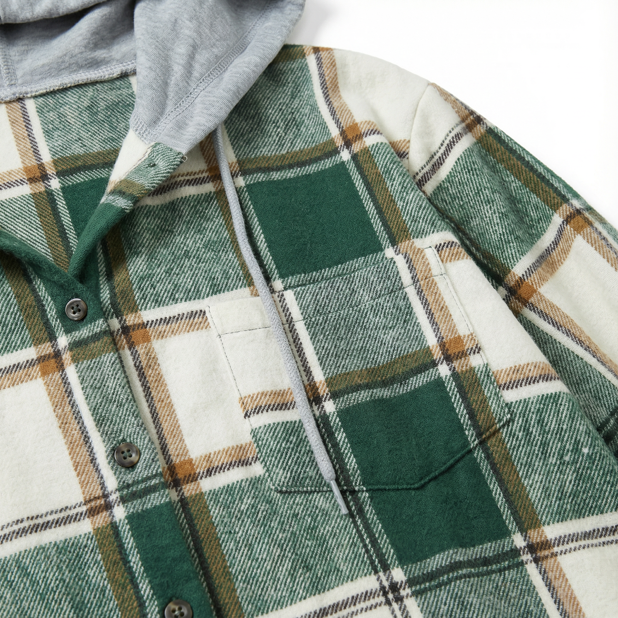 Women’s Plaid Hooded Jacket – Open Front