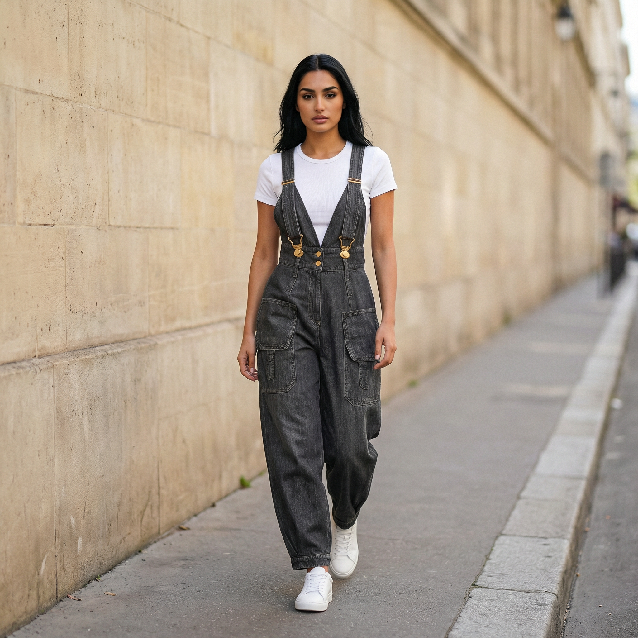 Women’s Sleeveless Jumpsuit – Adjustable Shoulder Straps