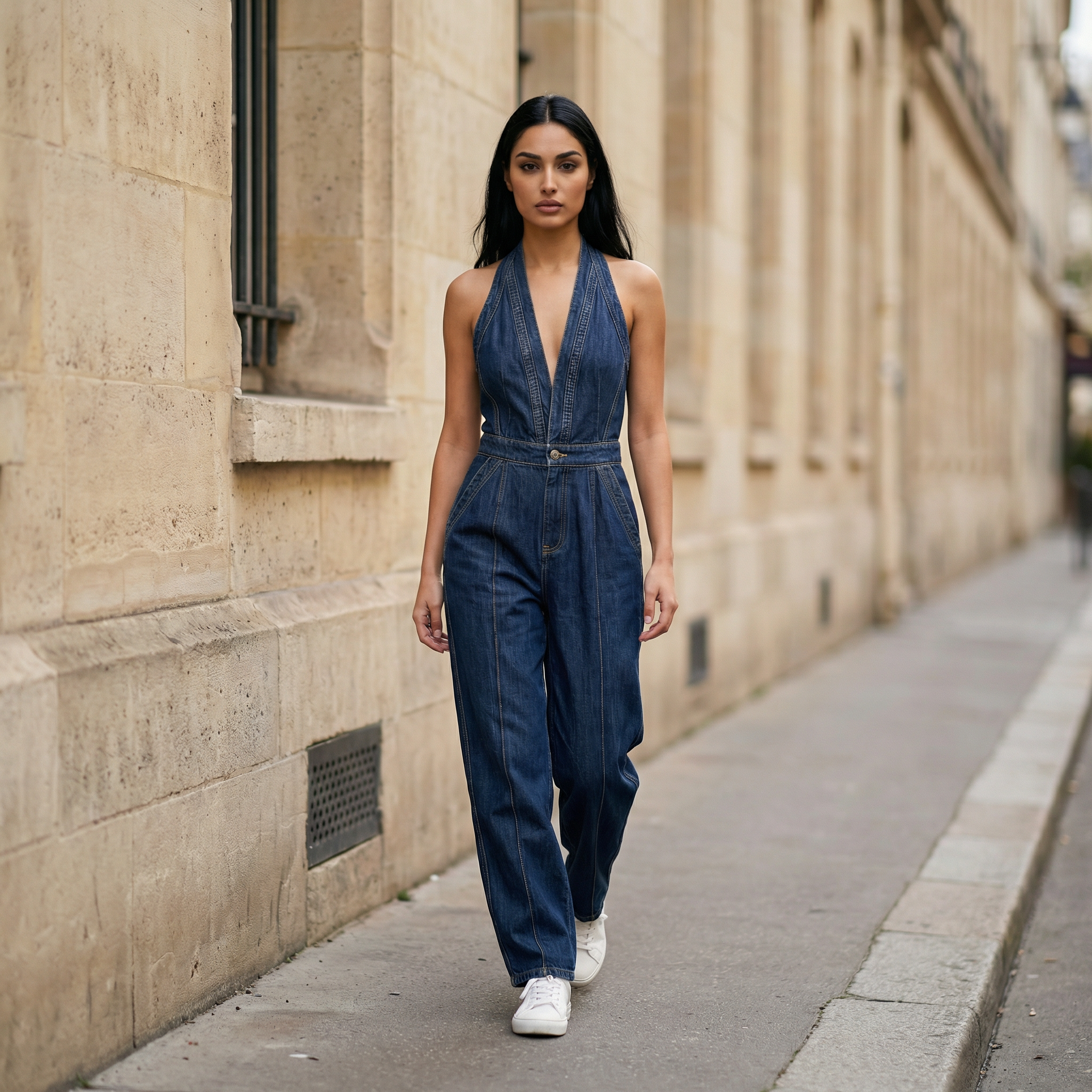 Women’s Sleeveless Jumpsuit – V-Neck Design