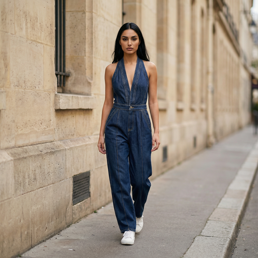 Women’s Sleeveless Jumpsuit – V-Neck Design