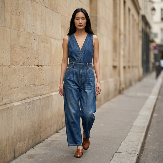 Women’s Sleeveless Jumpsuit – V-Neck Design