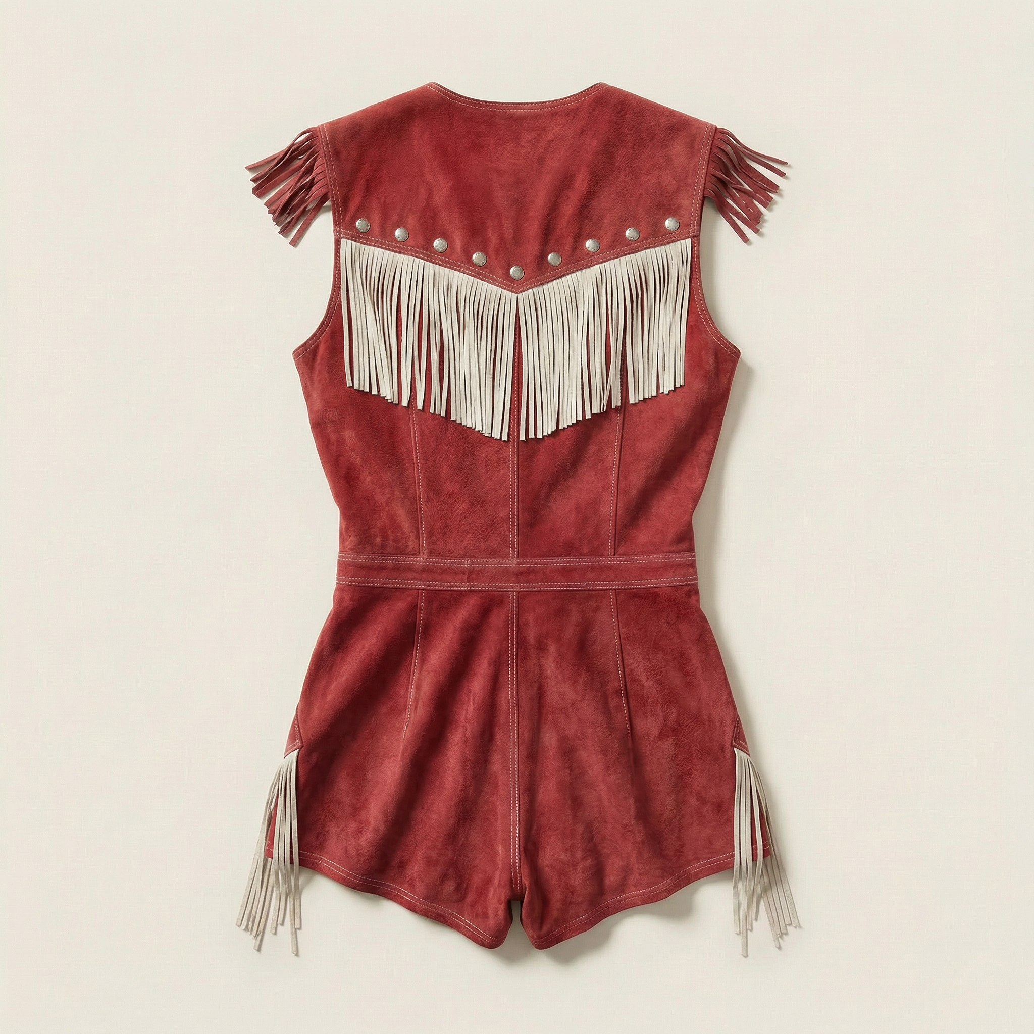Women’s Sleeveless Short Jumpsuit – Fringe Detail