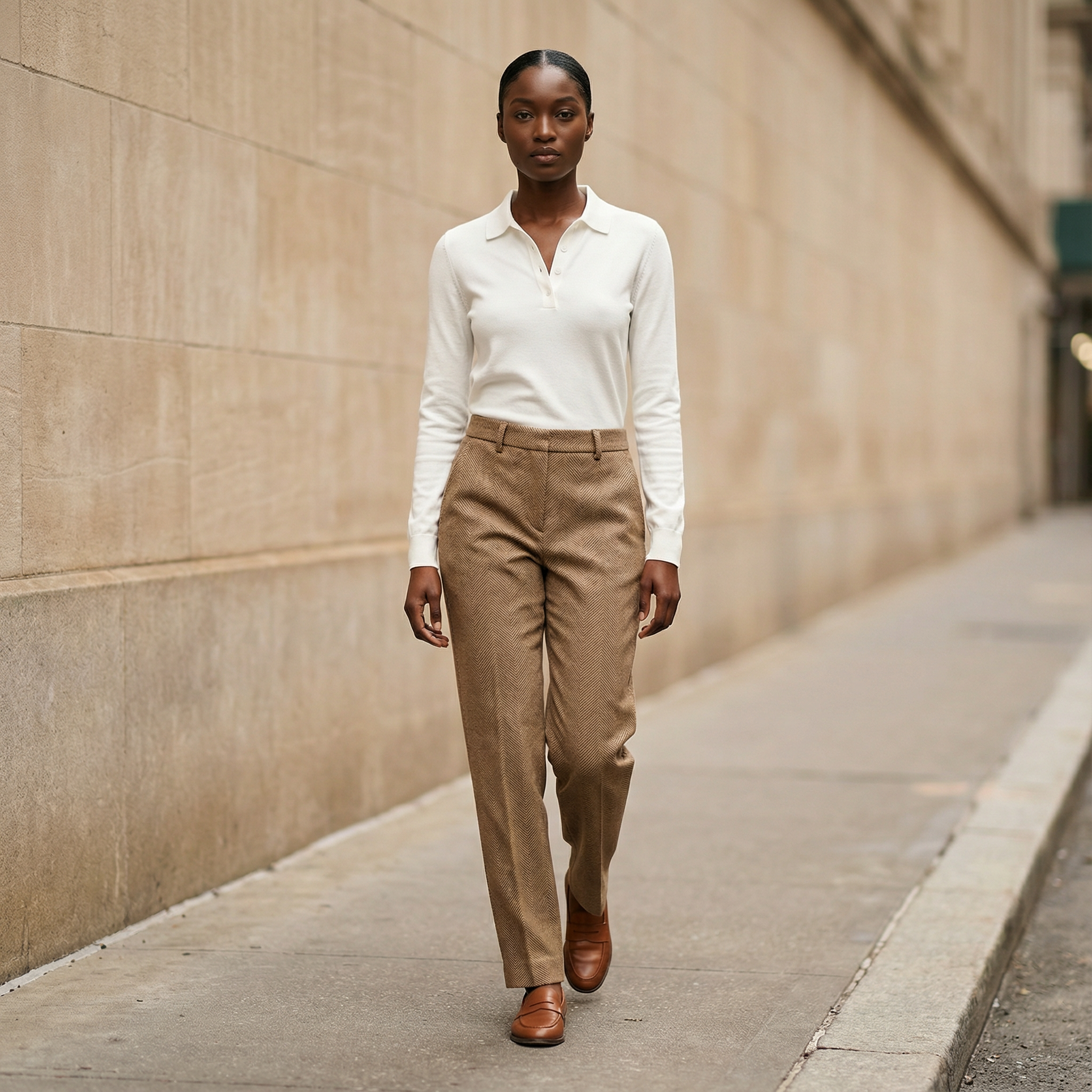 Women’s Trousers – High-Rise Waist, Straight Leg