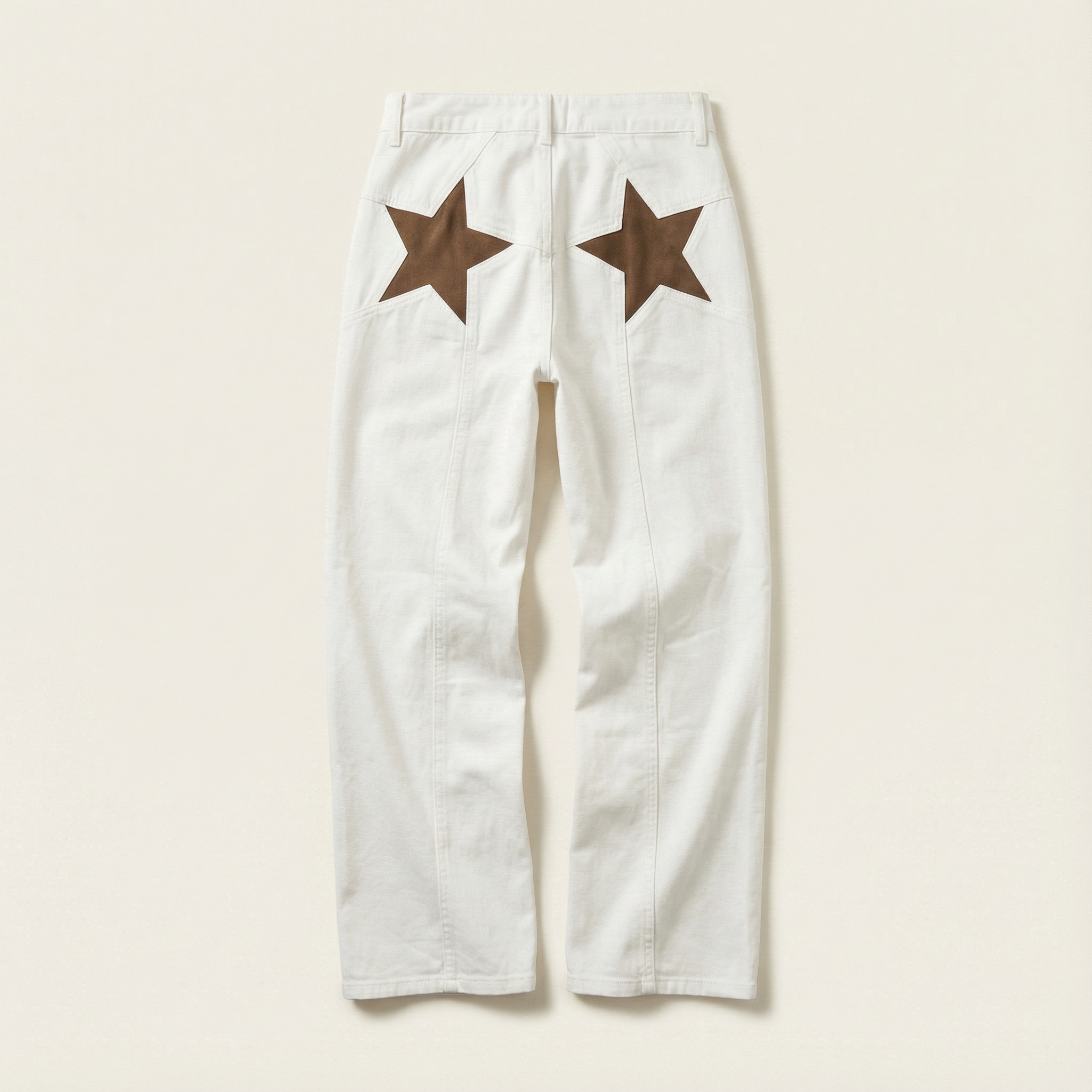 Women’s Wide-Leg Jeans – Mid-Rise Waist, Star Panel Detail