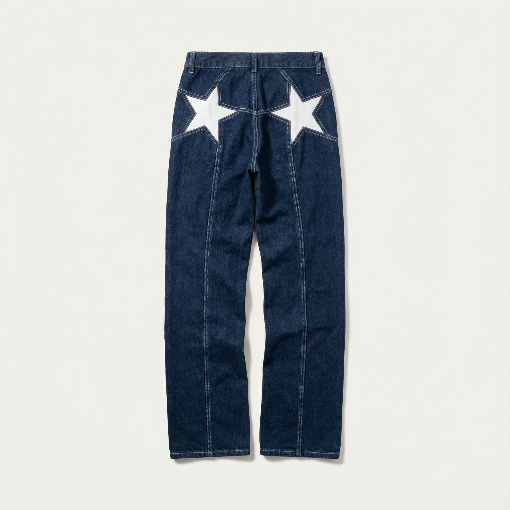 Women’s Wide-Leg Jeans – Mid-Rise Waist, Star Panel Detail