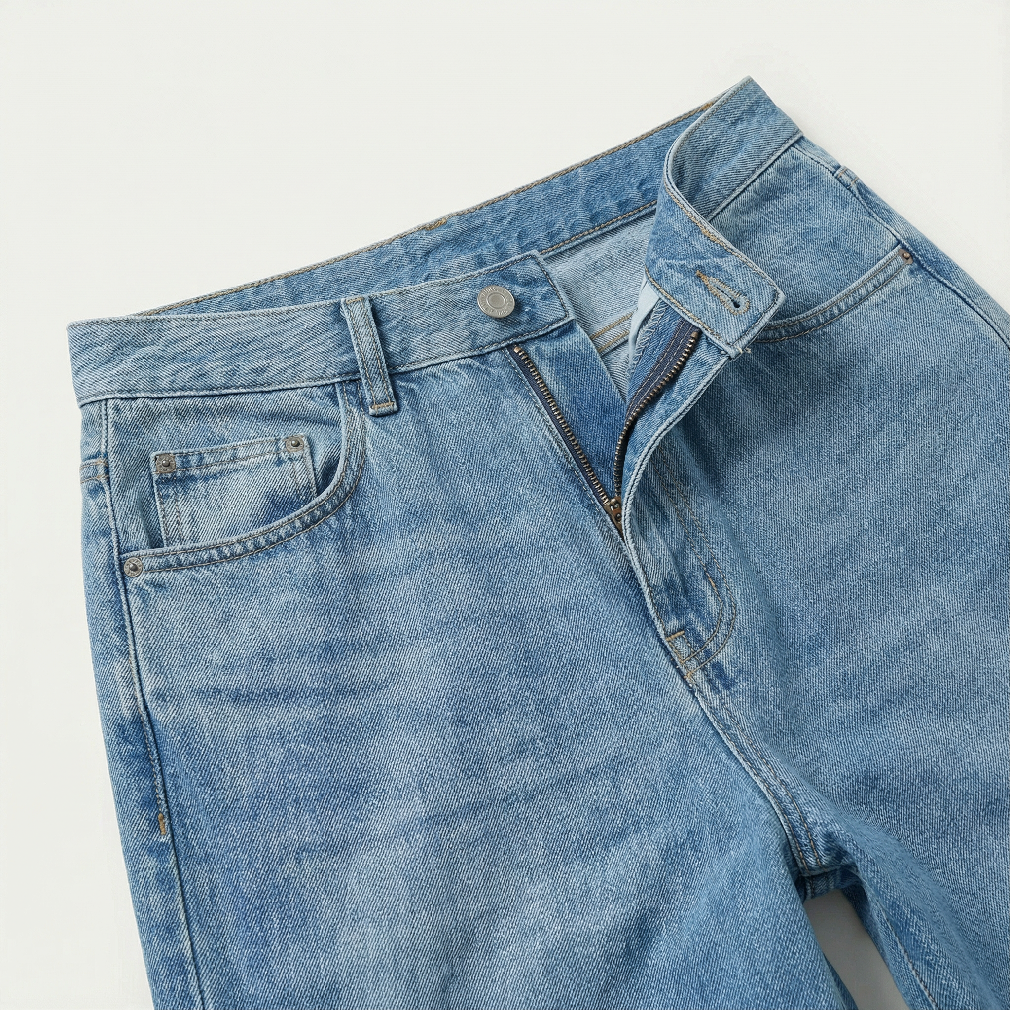 Women’s Wide-Leg Jeans – Mid-Rise Waist, Star Panel Detail