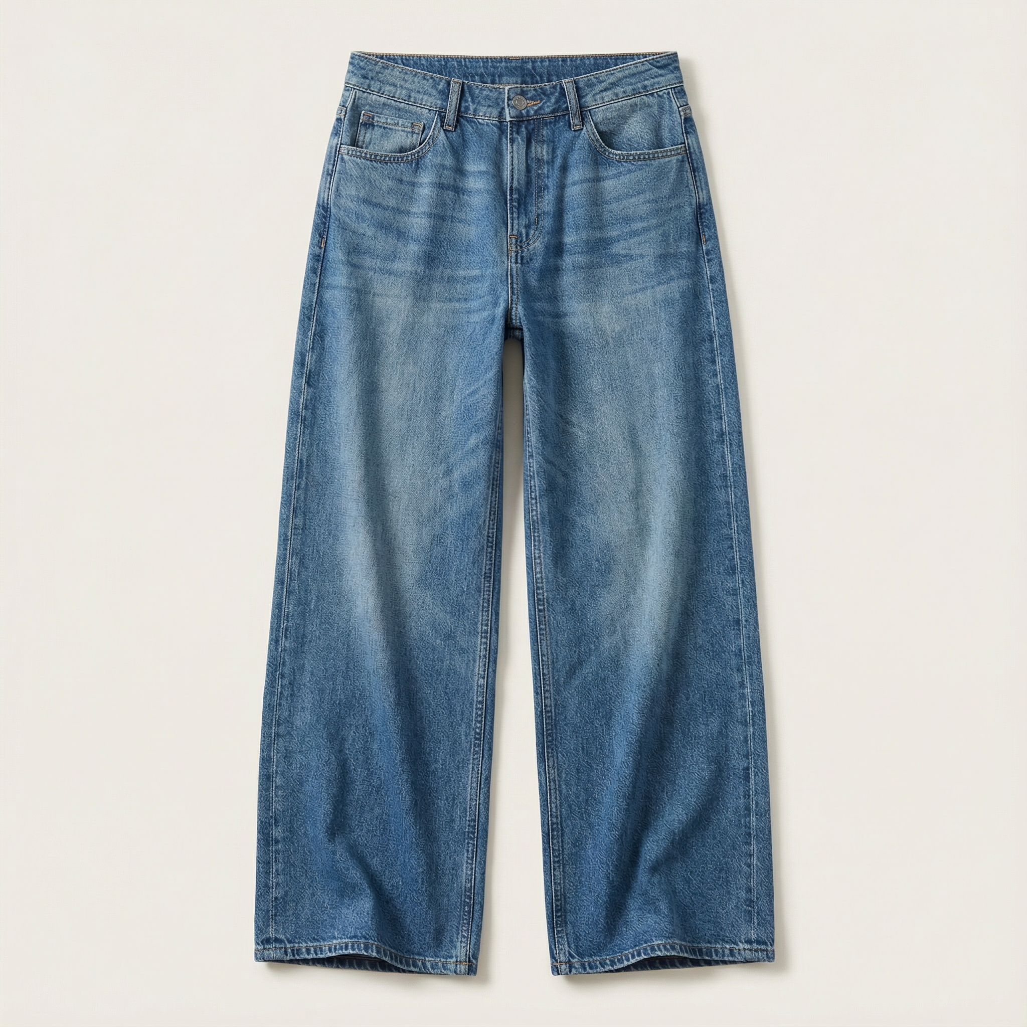 Women’s Wide-Leg Jeans – Mid-Rise Waist, Straight Fit