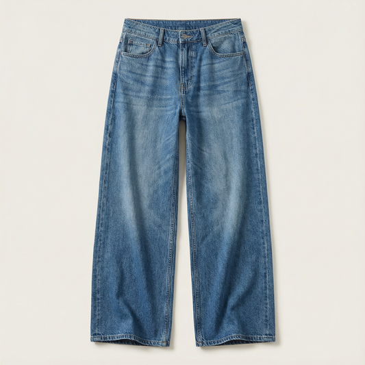 Women’s Wide-Leg Jeans – Mid-Rise Waist, Straight Fit