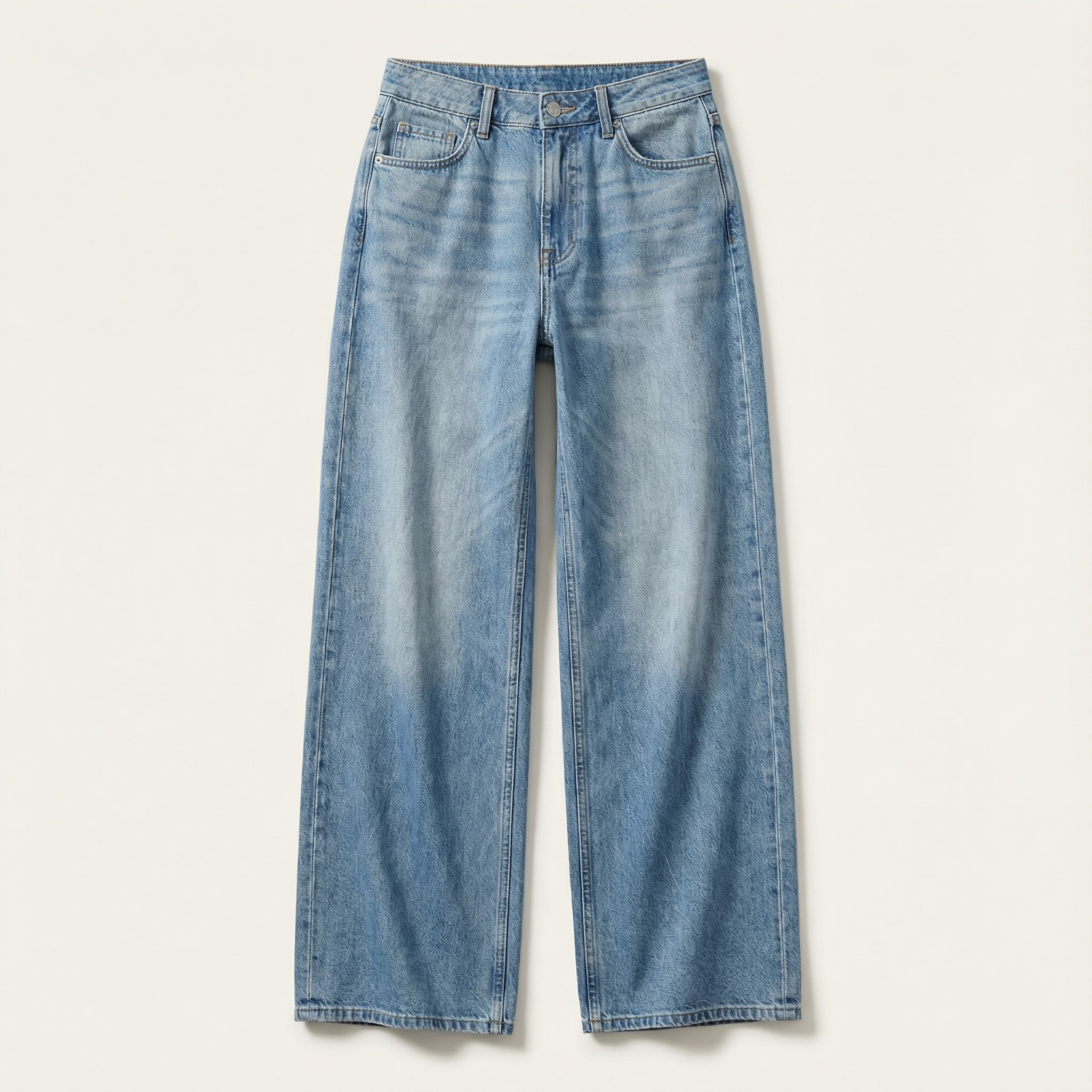 Women’s Wide-Leg Jeans – Mid-Rise Waist, Straight Fit