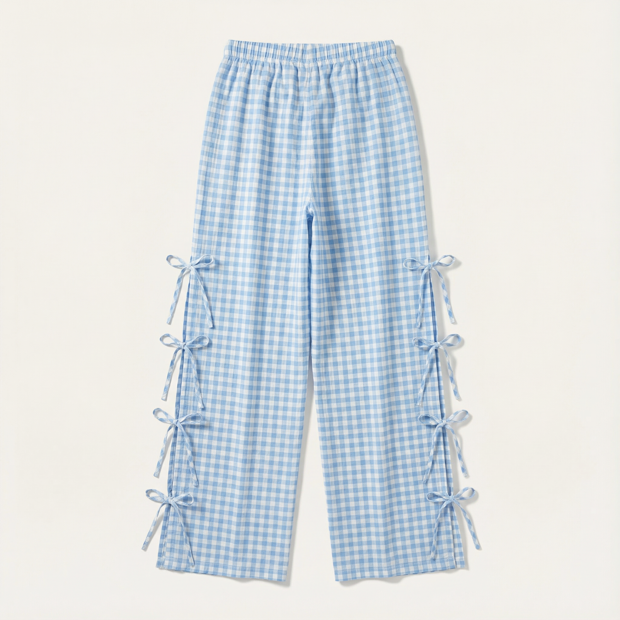 Women’s Wide-Leg Pants – Elastic Waist with Side Tie Details