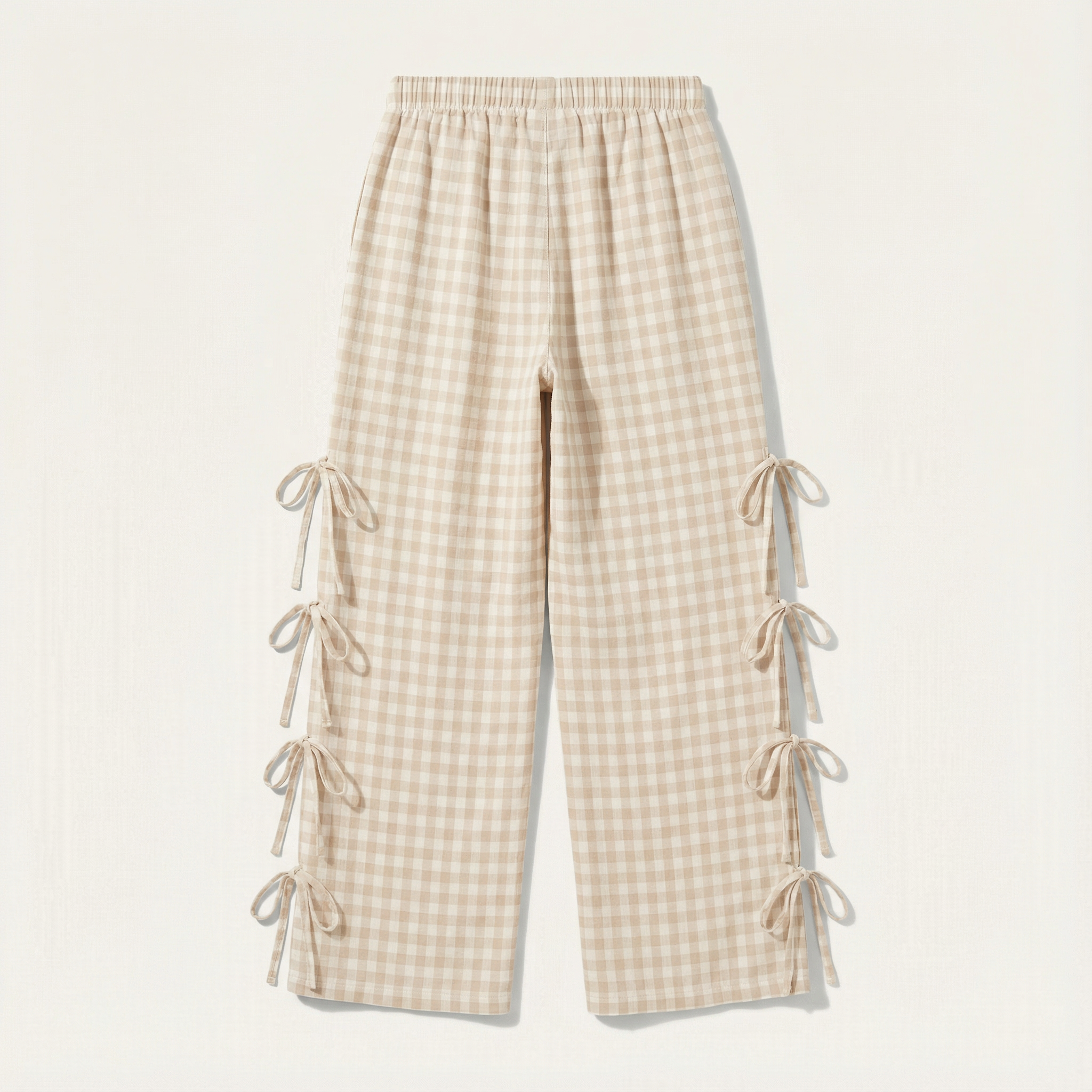 Women’s Wide-Leg Pants – Elastic Waist with Side Tie Details