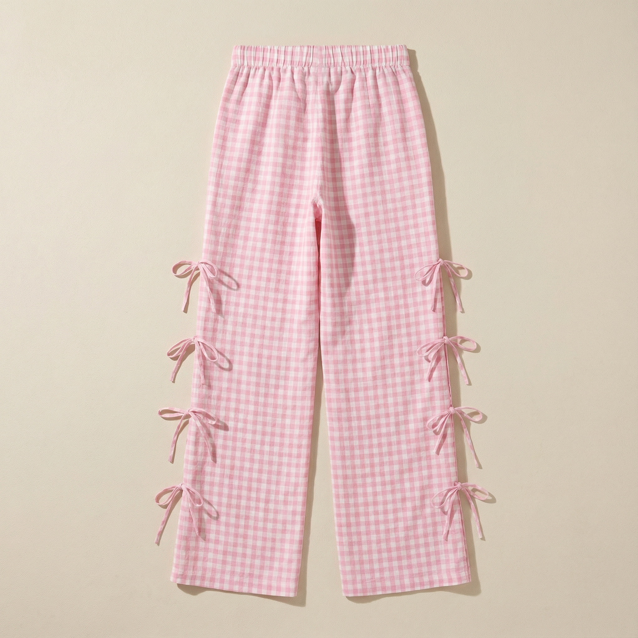 Women’s Wide-Leg Pants – Elastic Waist with Side Tie Details