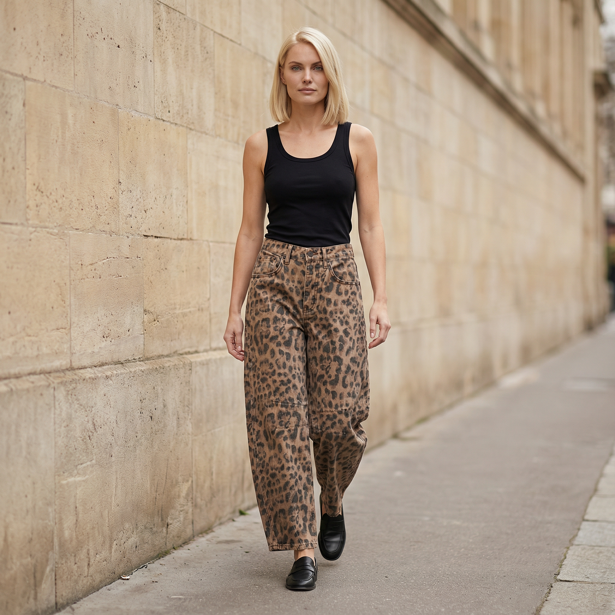 Women’s Wide-Leg Pants – High-Rise Waist, Seam Detail