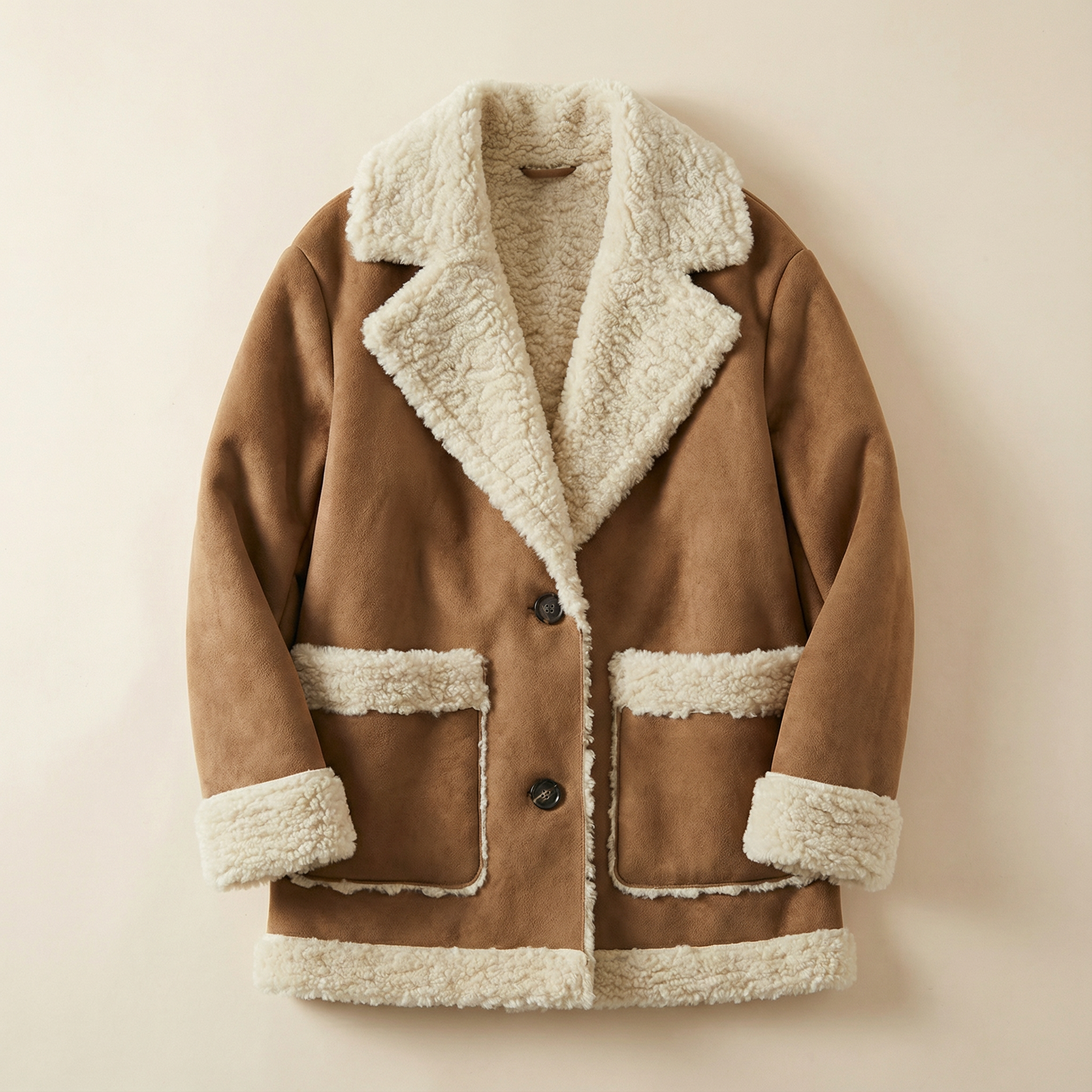 Women’s Winter Jacket – Cozy Shearling, Button-Front