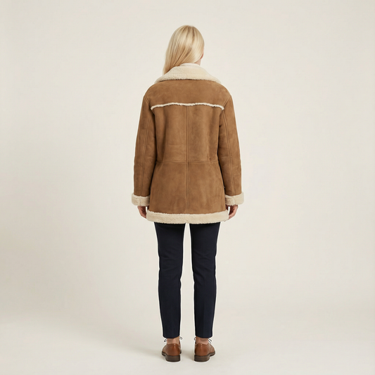 Women’s Winter Jacket – Cozy Shearling, Button-Front