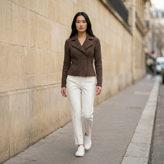 Women’s Zip-Front Jacket – Asymmetrical Collar