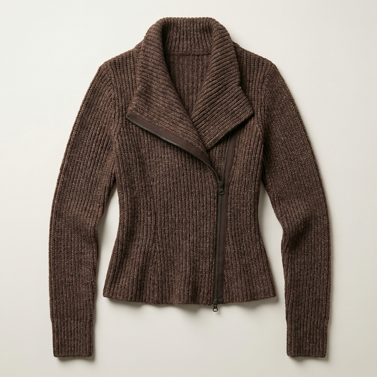 Women’s Zip-Front Jacket – Asymmetrical Collar