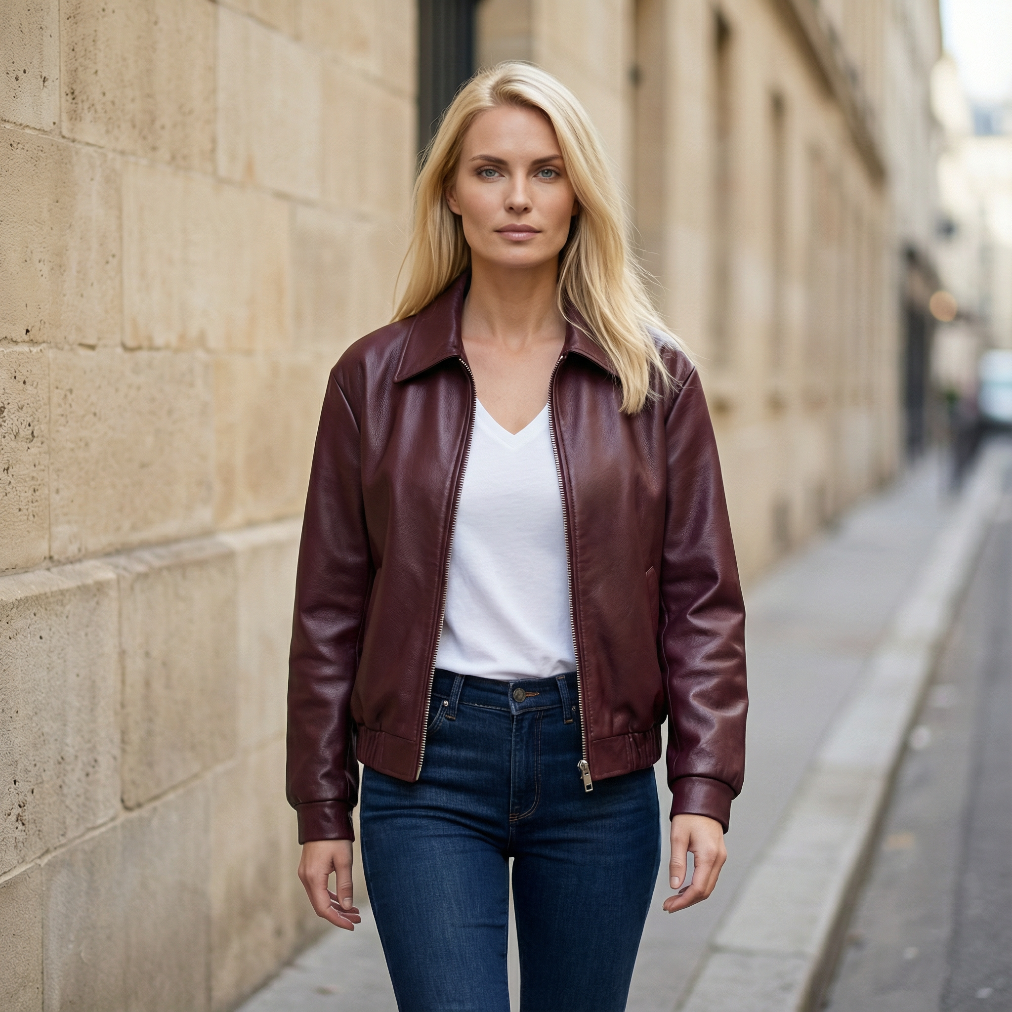 Women’s Zip-Front Jacket – Collared Design