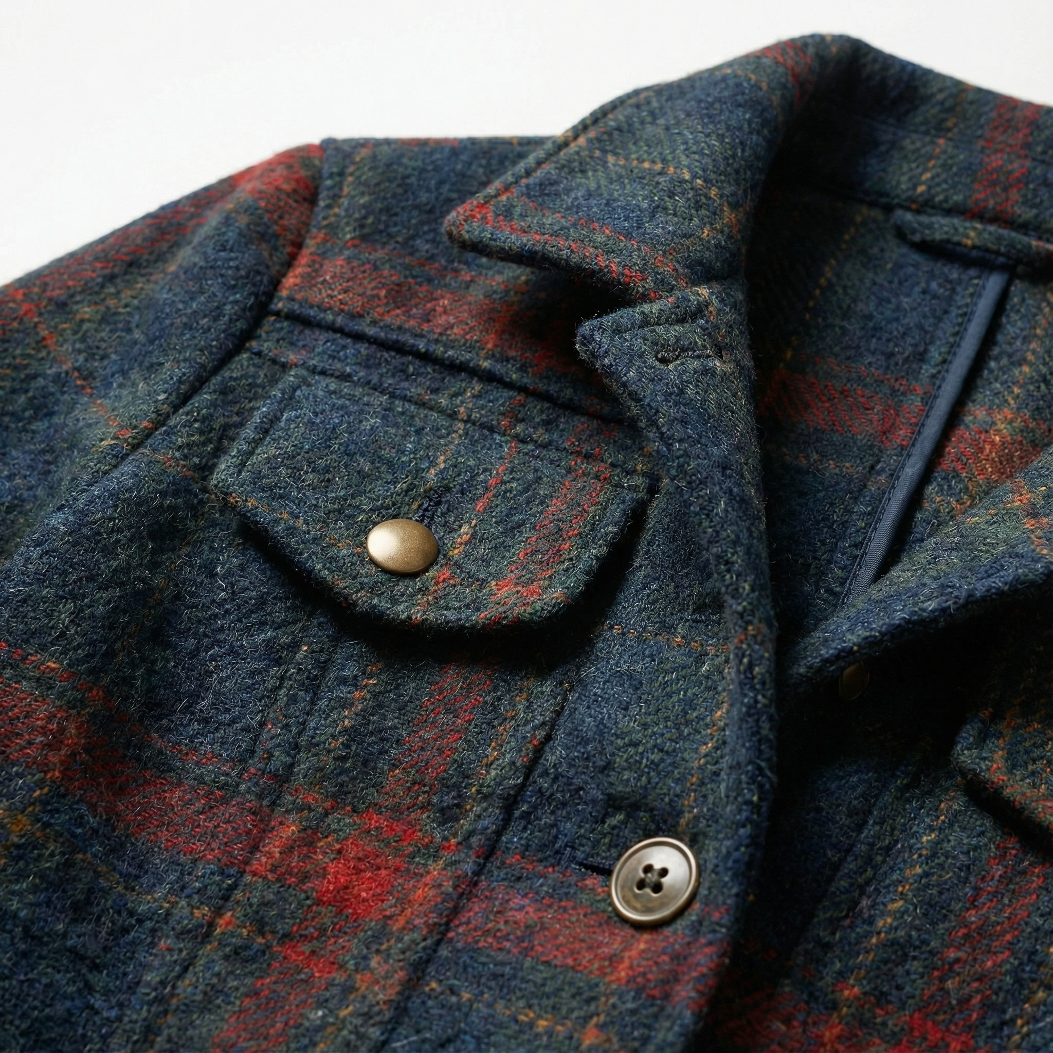 Women’s Plaid Jacket – Button Closure