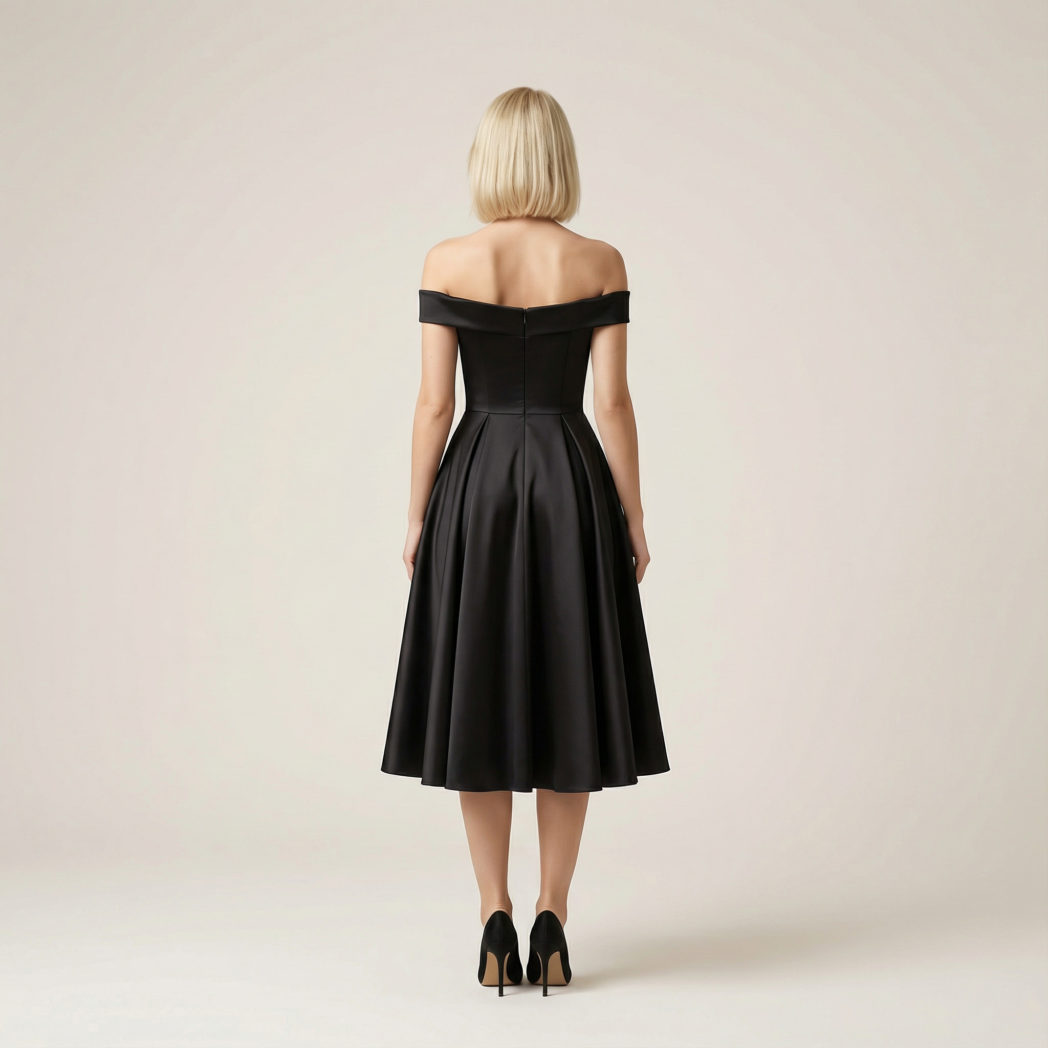 Women’s A-Line Midi Dress – Strapless Neckline