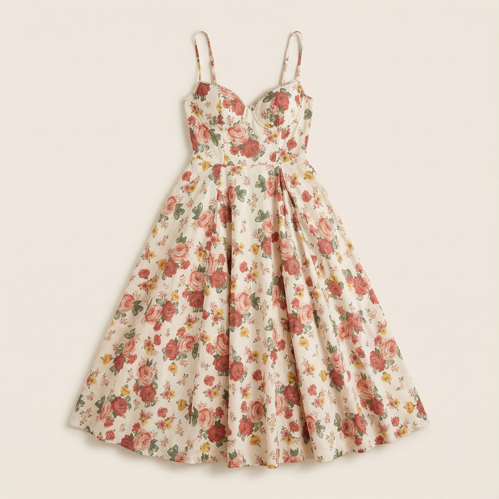 Women’s A-Line Midi Dress – Strapless Neckline