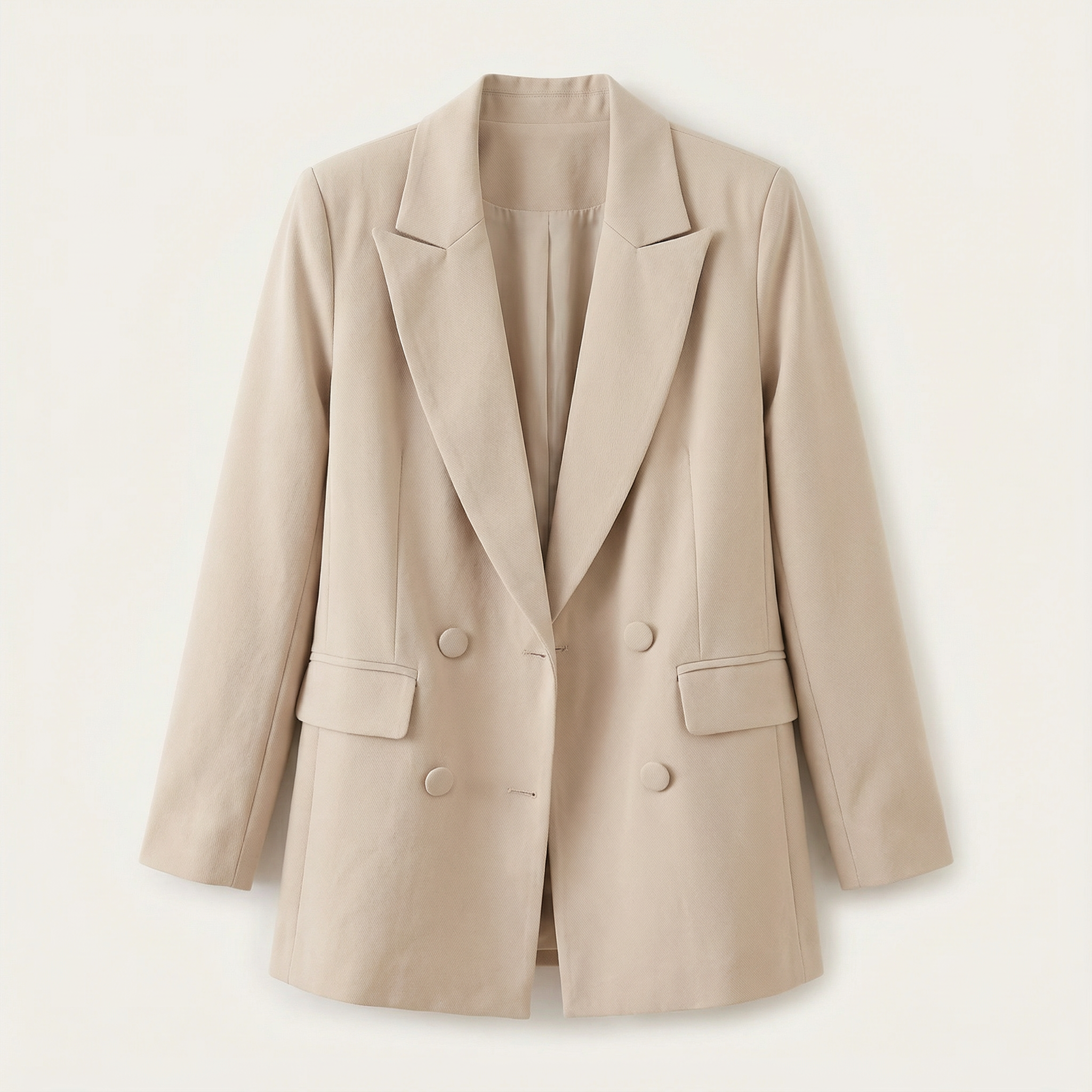 Women’s Blazer – Double-Breasted Front, Long Sleeves, Classic Lapel Design