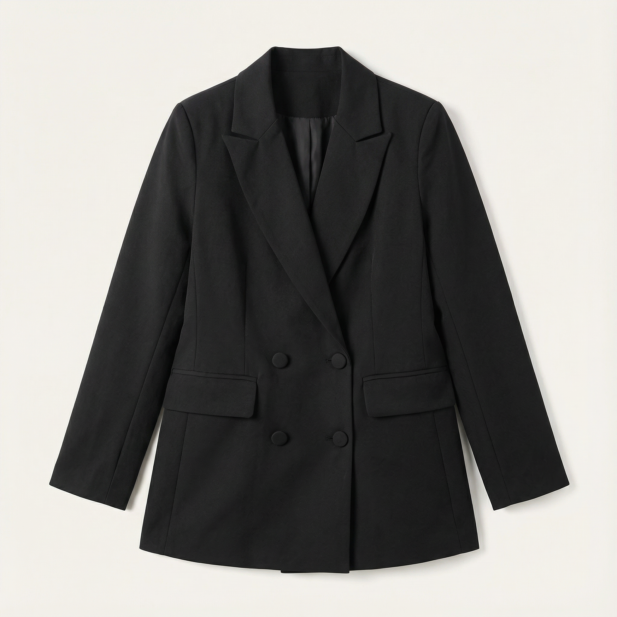 Women’s Blazer – Double-Breasted Front, Long Sleeves, Classic Lapel Design