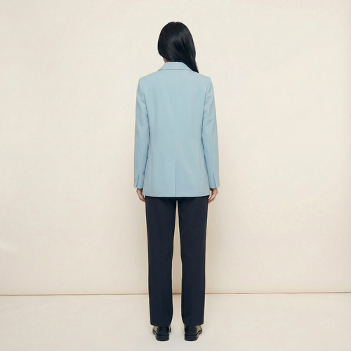 Women’s Blazer – Double-Breasted Front, Long Sleeves, Classic Lapel Design