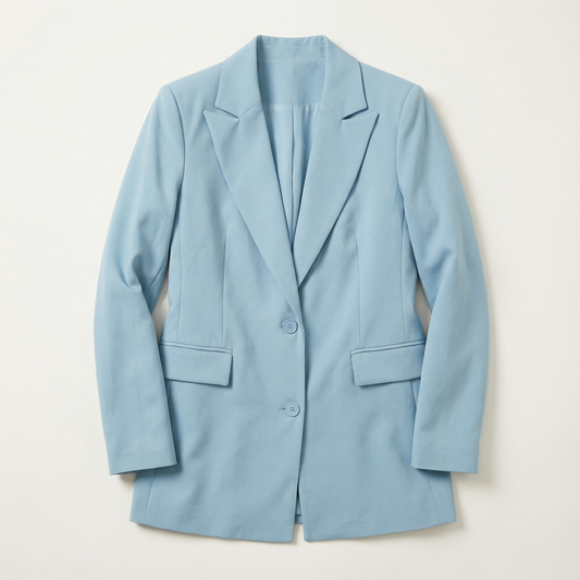 Women’s Blazer – Double-Breasted Front, Long Sleeves, Classic Lapel Design