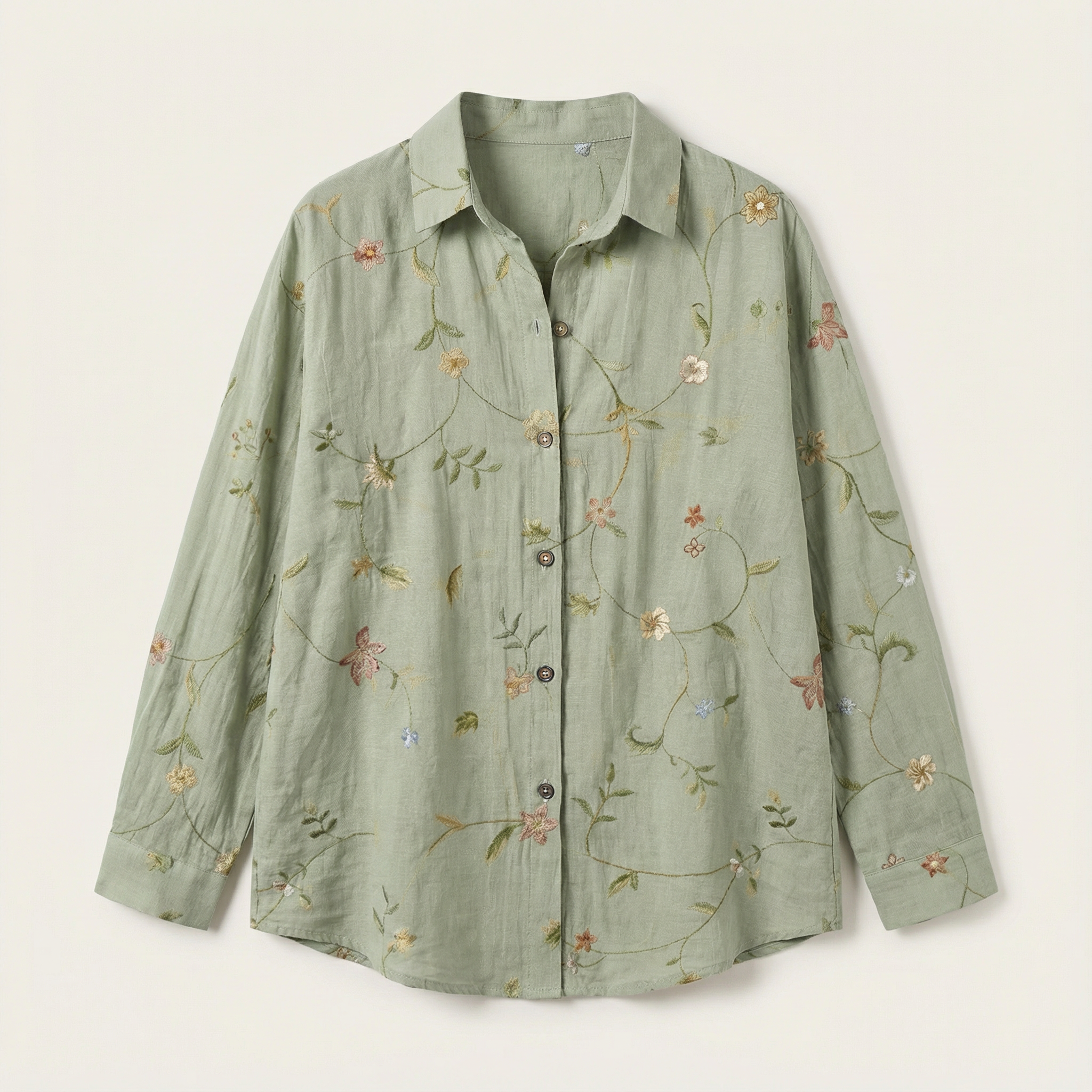 Women’s Button-Up Blouse – All-Over Coral & Sea Life Print
