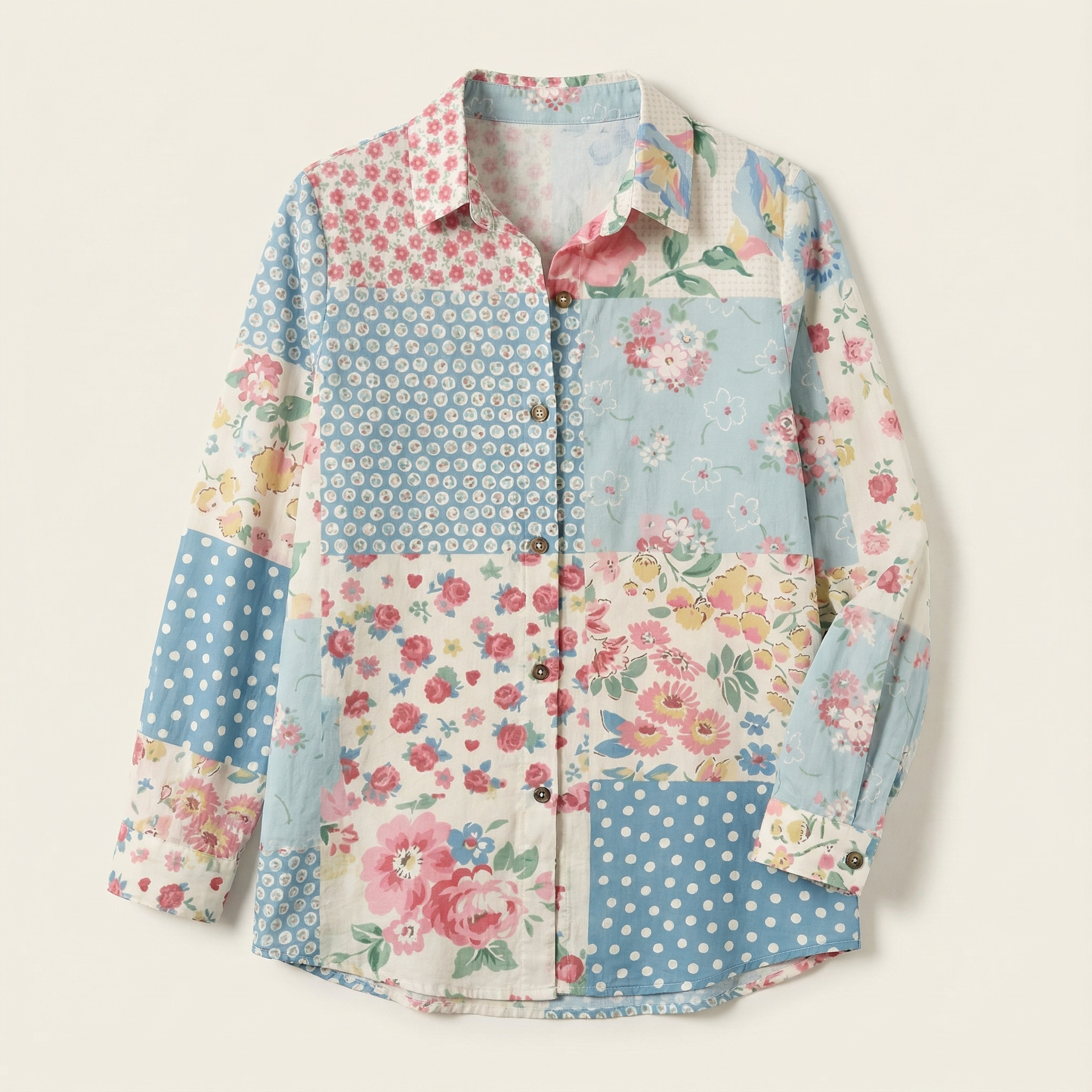 Women’s Button-Up Blouse – All-Over Coral & Sea Life Print