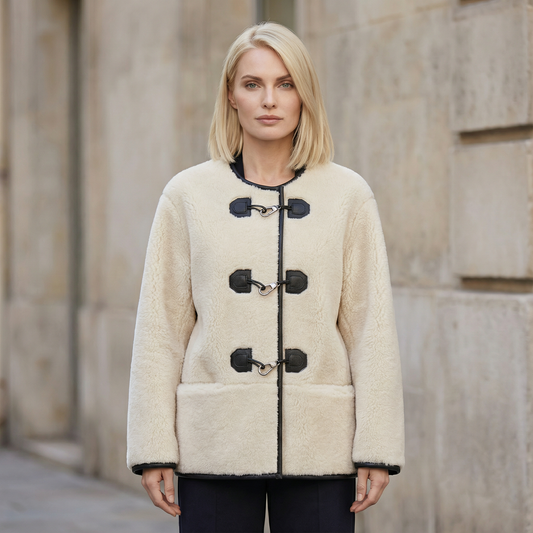 Women’s Cardigan Coat – Metal Snap Closure, Long Sleeves