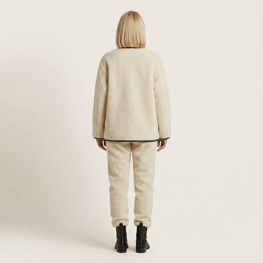 Women’s Cardigan Coat – Metal Snap Closure, Long Sleeves