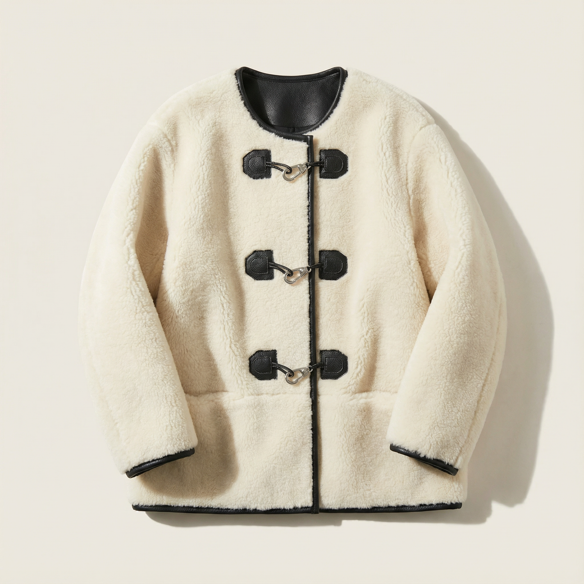 Women’s Cardigan Coat – Metal Snap Closure, Long Sleeves